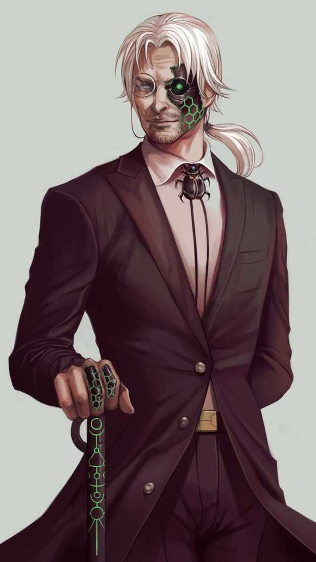 a man in a suit and tie holding a snake