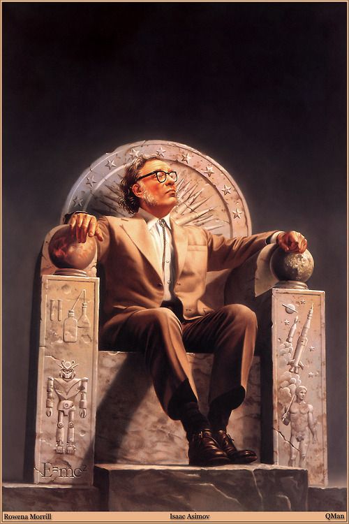 a man sitting on top of a chair next to an egyptian statue with a quote above it