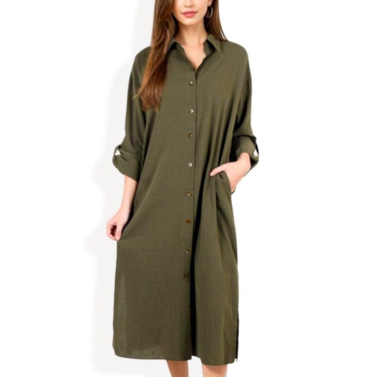 The Anna-Kaci Women's Long Sleeve Button-Down Midi Shirt Dress is a perfect blend of casual elegance and effortless style. This versatile dress features a relaxed fit with a classic button-down front, making it easy to dress up or down. The convenient side pockets add a practical touch, while the midi length offers a chic and modern silhouette. Ideal for pairing with flats for a laid-back look or dressing up with heels for a more polished ensemble, this shirt dress is a must-have for any wardrob Midi Slip Dress, Ballet Dress, Mini Skater Dress, Sweater Dress Midi, Women Midi, Midi Shirt Dress, Dress 16, Versatile Dresses, Trending Dresses