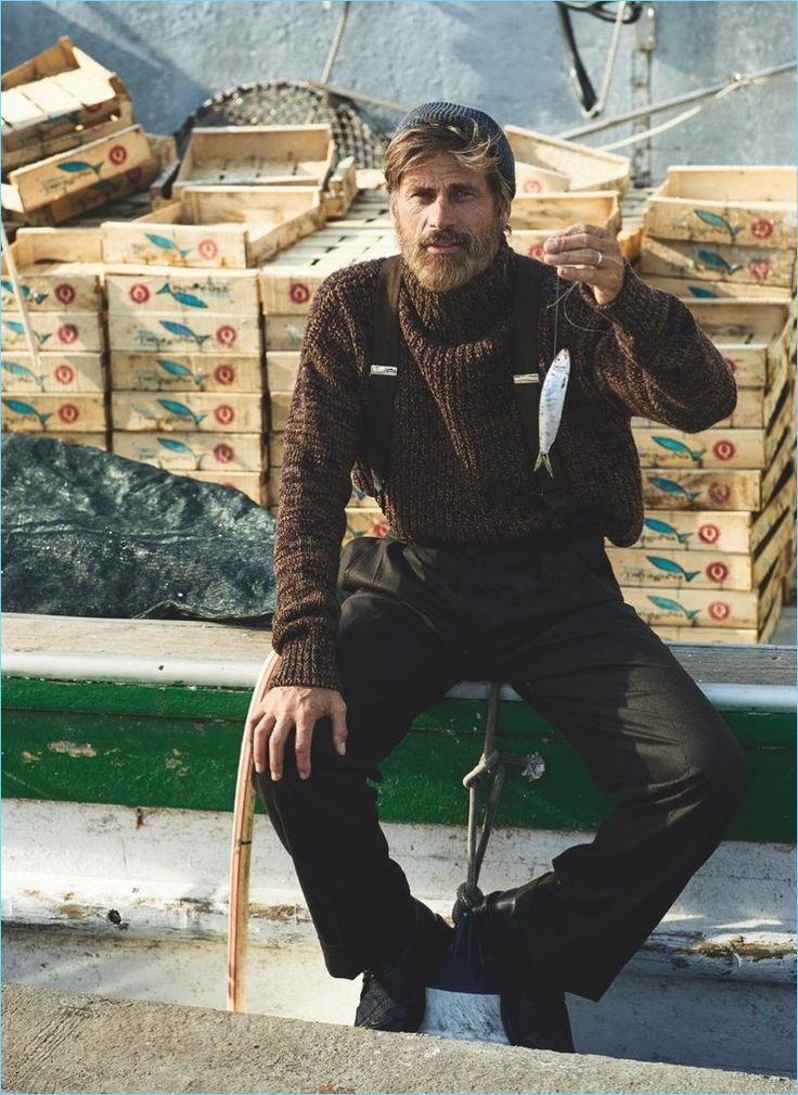 Mark Vanderloo | GQ China | 2017 | Editorial | Sergi Pons New England Fisherman Aesthetic, Fisherman Style Men, Fisherman Outfit Men, Nautical Style Mens, Vintage Fisherman Aesthetic, Sailor Fashion Men, Old Fisherman Aesthetic, Irish Fisherman Aesthetic, Workman Aesthetic