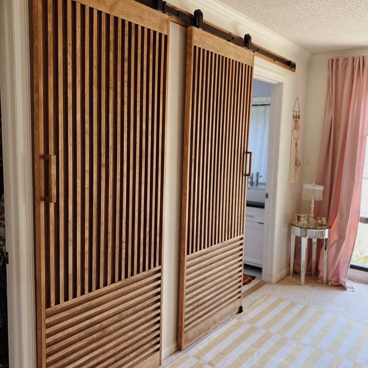 the sliding doors are made from wood slats