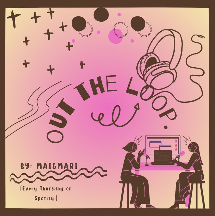 the poster for out the loop shows two people sitting at a table with headphones on