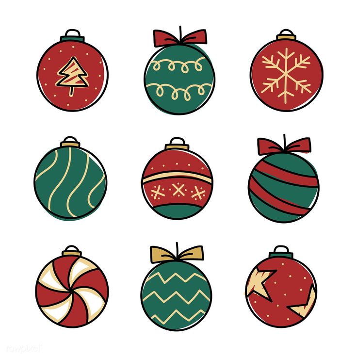 nine christmas ornaments with different designs on them