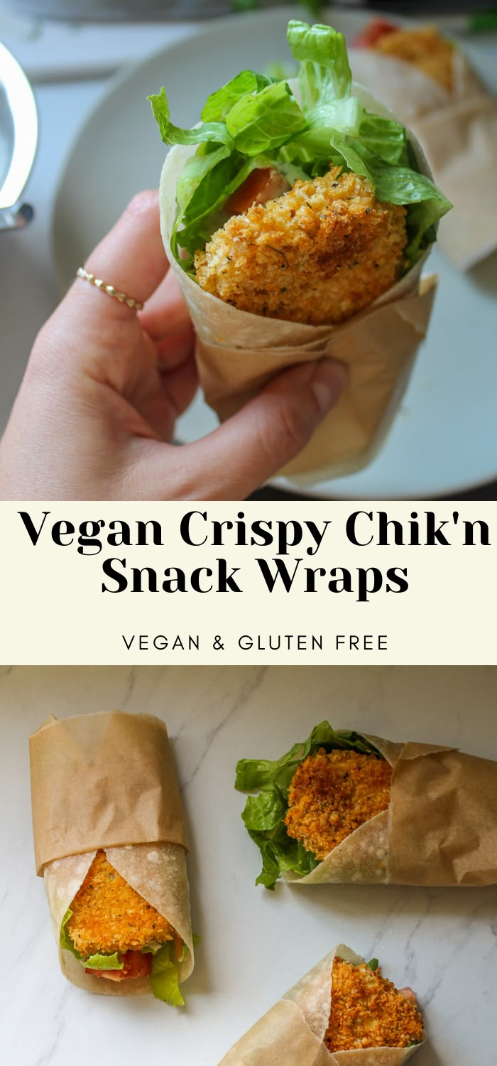 vegan crispy chicken snack wraps with lettuce and cheese