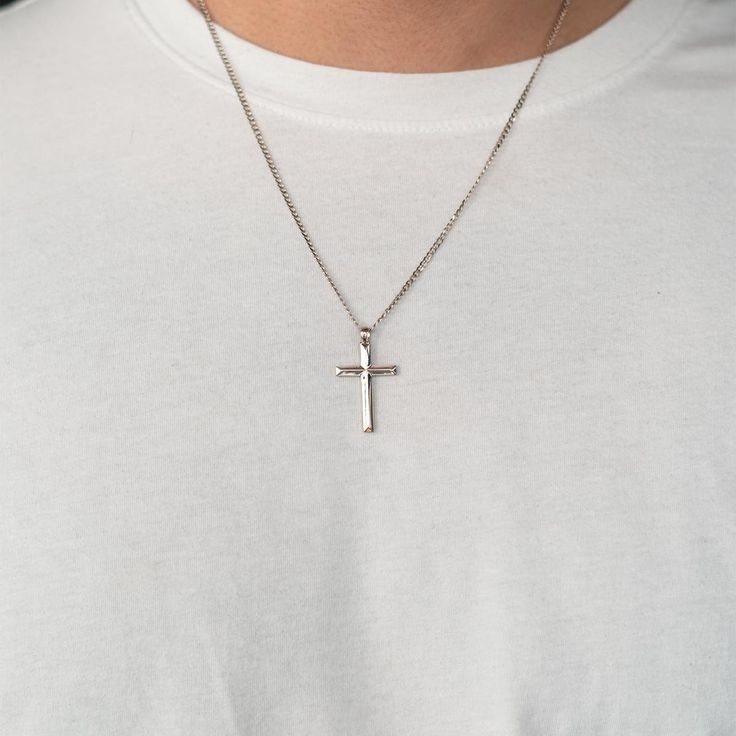 Introducing the knife edge cross necklace! A modern design with sleek edges, this cross makes for a simple, yet elegant everyday piece. Silver Cross Necklace Mens, Men Cross Necklace, Cross Necklace Men, Cross Necklace For Men, Cross Necklace Simple, Arabic Jewelry, Mens Cross Necklace, Birthday Gifts For Boyfriend Diy, Cross Necklaces