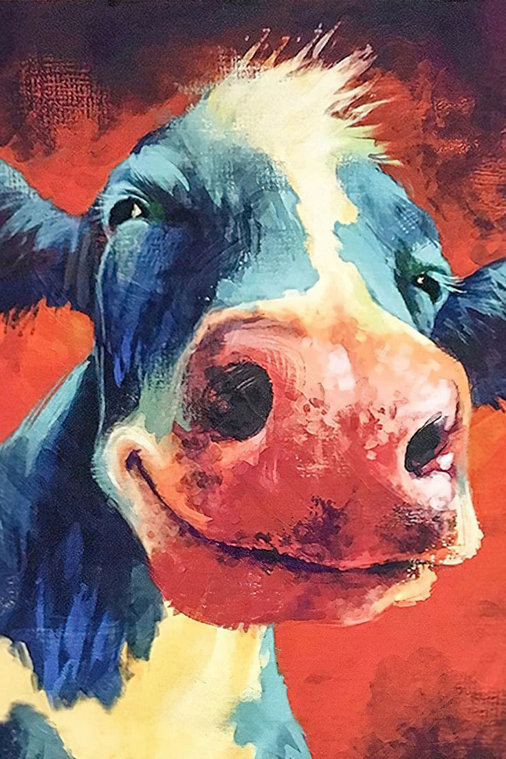 a painting of a cow's face is shown