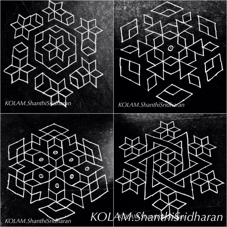 four different types of geometric designs in black and white