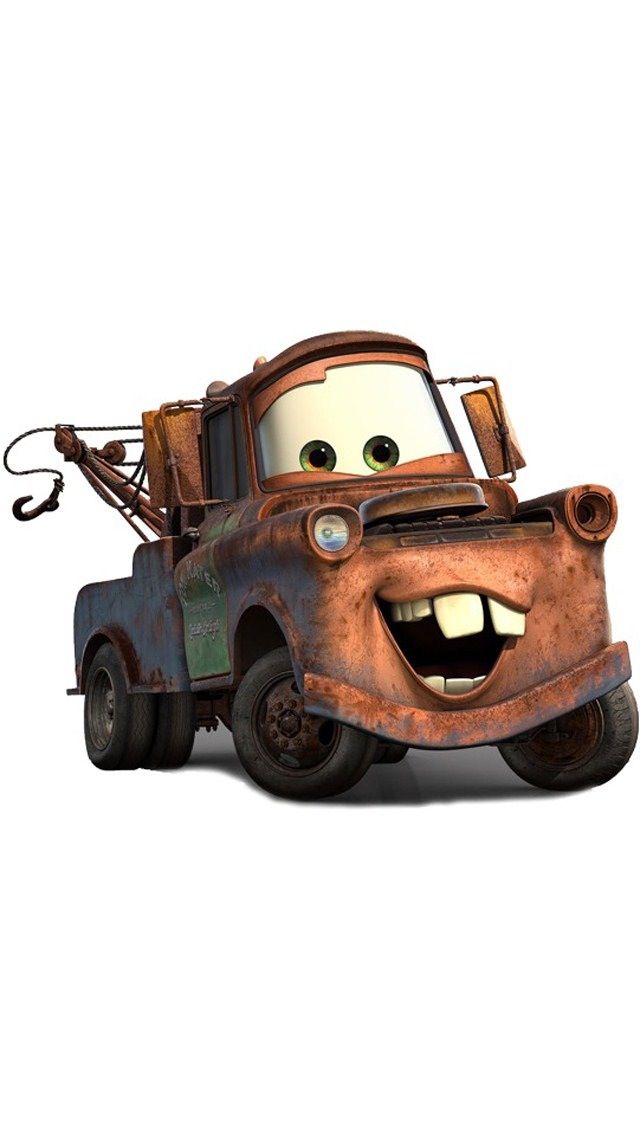 the character mater from cars is smiling