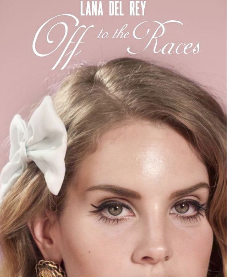 a woman with large earrings and a bow in her hair is featured for the cover of larna del rey's off to the races