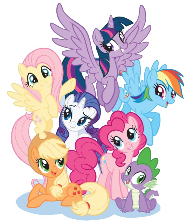 many little ponys are standing together in a group