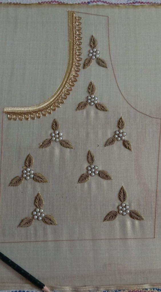 hand embroidery Handwork Jardosi Blouse Design, Dabka Embroidery Neck Designs, Dabka Work Embroidery Blouse, Hand Embroidery Zardozi Designs, Simpal Work In Blouse, Zardosi Embroidery Blouse Design, Blouse Work Ideas, Zardosi Neck Designs, Dress Neck Work Designs