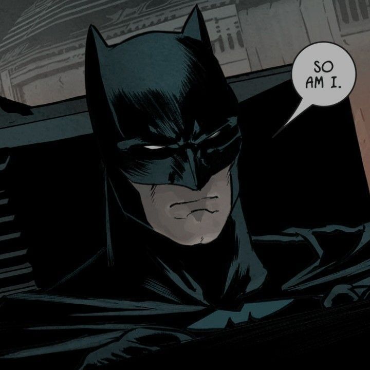 batman in the dark knight comics with an empty speech bubble above his head that says so am i