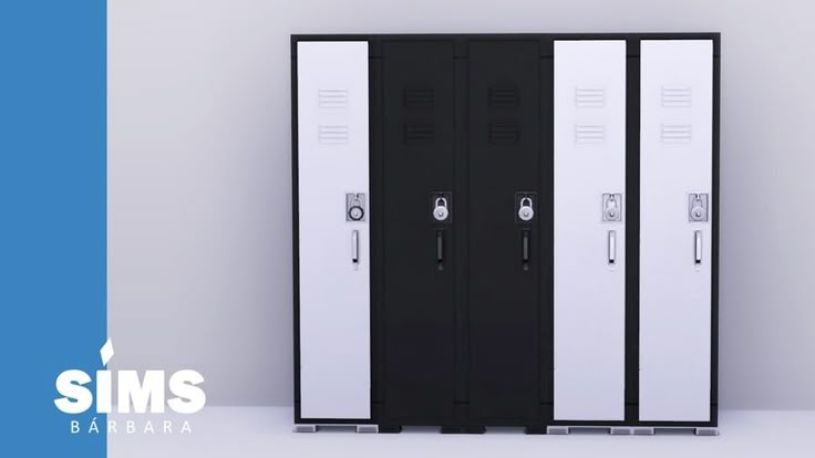 two black and white lockers next to each other