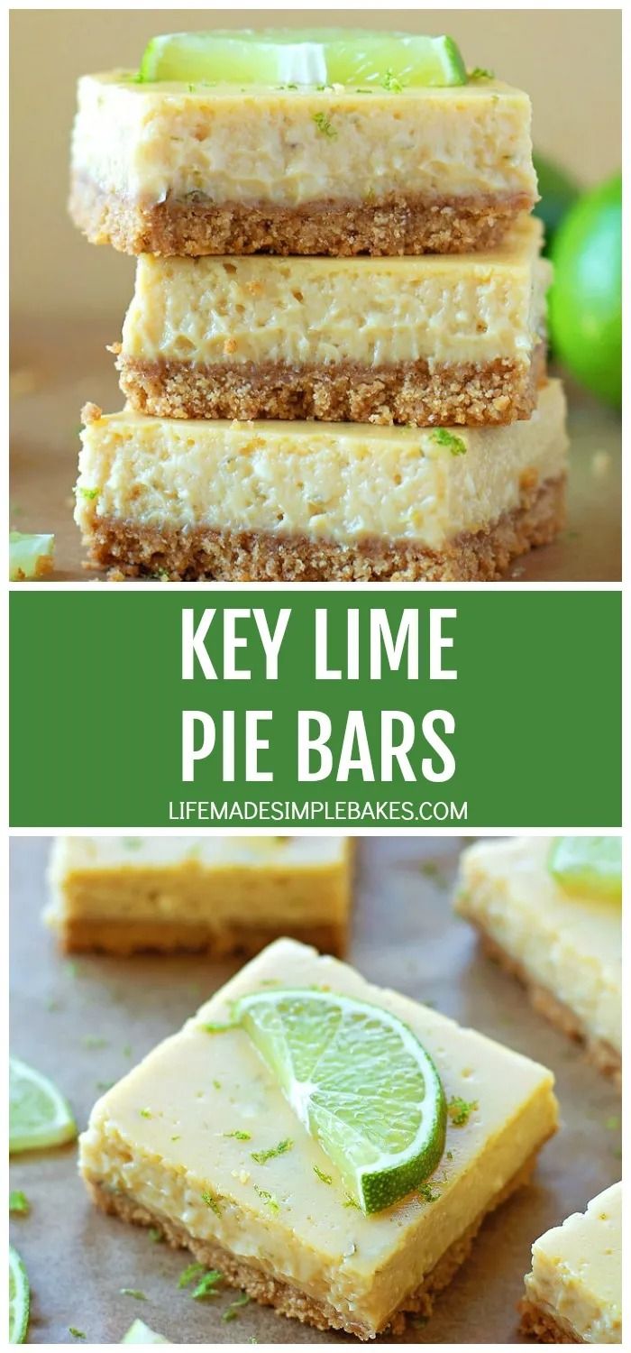 key lime pie bars stacked on top of each other