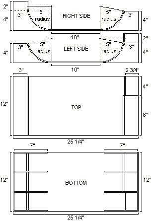 a drawing of a bathroom sink with measurements for the top and bottom, as well as two