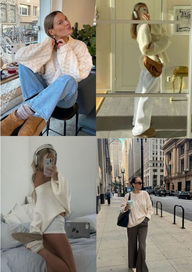 Cute cream chunky knits. You can find similar items on PLT. #cream #chunky #knitwear #fall #fall2023 #girly #vanillagirl #vanilla Cream Chunky Knit Top For Winter, Winter White Chunky Knit Top, Winter Cream Chunky Knit Top, Trendy Beige Chunky Knit Top, Cream V-neck Chunky Knit Sweater, Chunky Knit, Knitwear, Fall Outfits, Cream