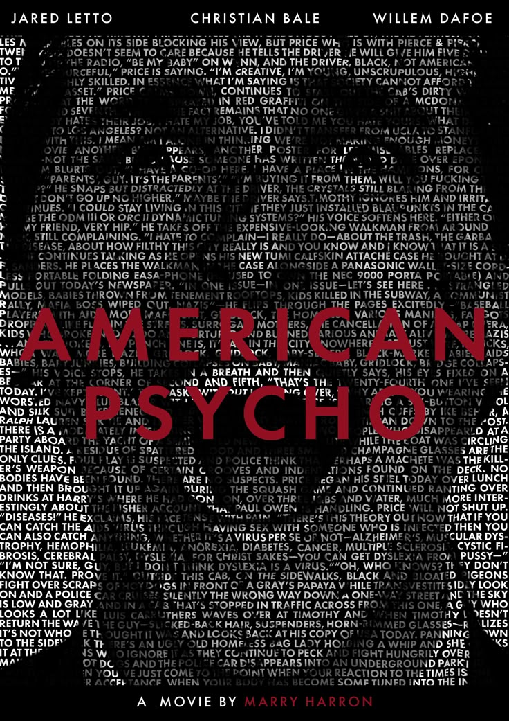 an american psychic movie poster with the words written in red and black, on a black background