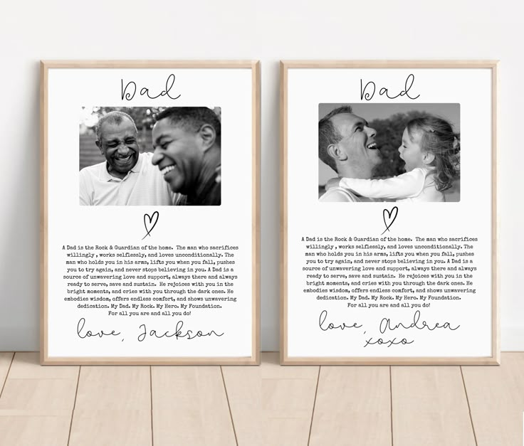 two framed photos with the words noel and love written in cursive writing on them