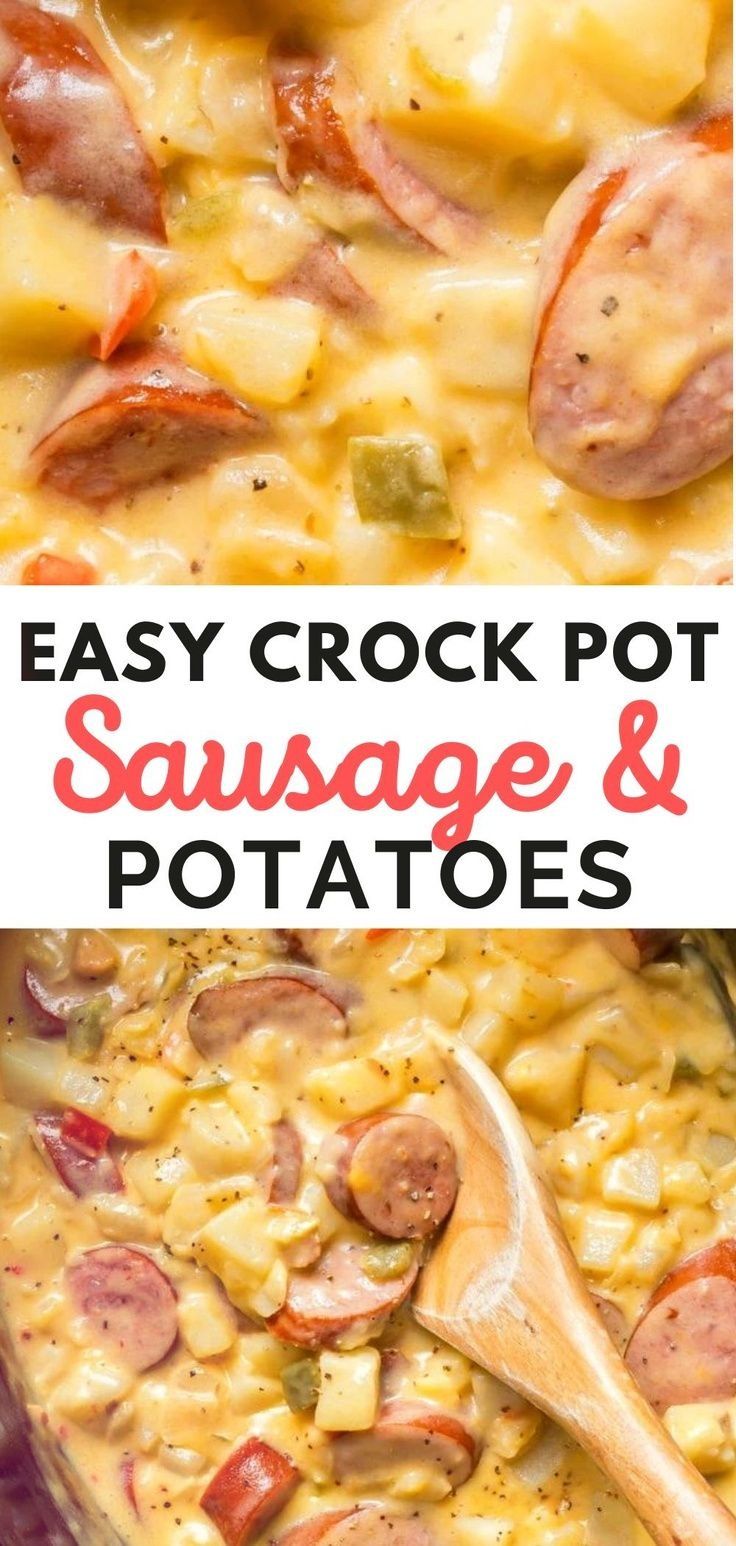 two pictures with the same food in them and one has sausage and potatoes on it