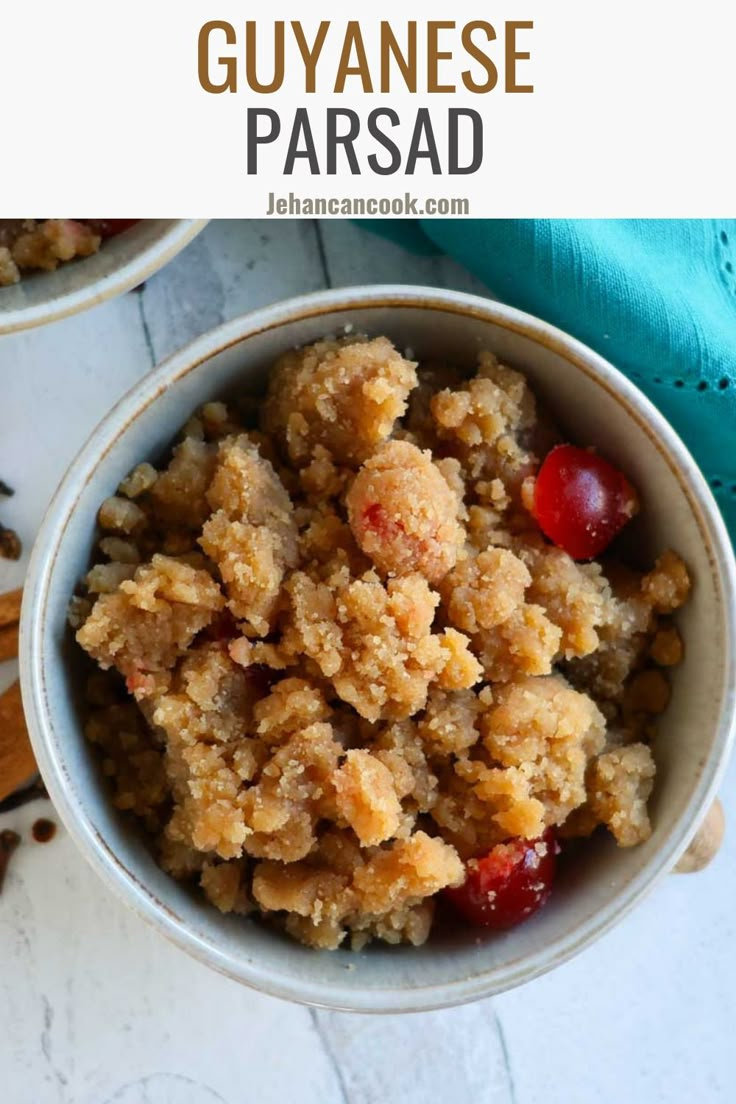 two bowls filled with cranberry and walnut granola on top of a white table