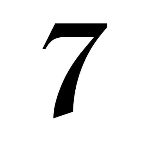 the number seven is shown in black and white