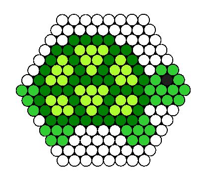 a circle made up of green and white circles with the center surrounded by smaller round dots