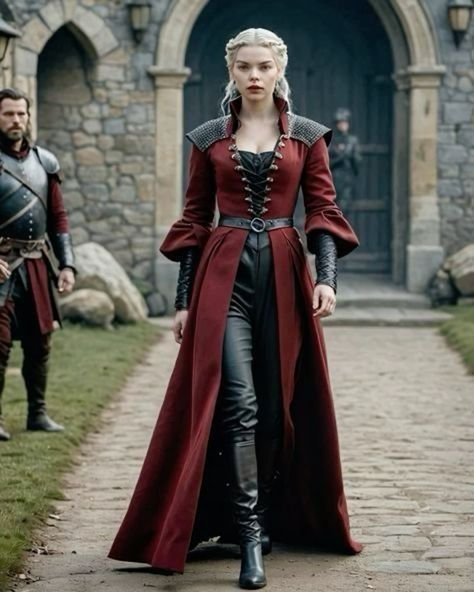 Game Of Thrones Dress Aesthetic, Targaryen Outfit Aesthetic, Winter Medieval Dress, House Of Dragon Dresses, Targaryen Aesthetic Outfits, House Of The Dragon Fashion, House Of The Dragon Inspired Dresses, Fantasy Fashion Outfits, Targaryen Inspired Outfit