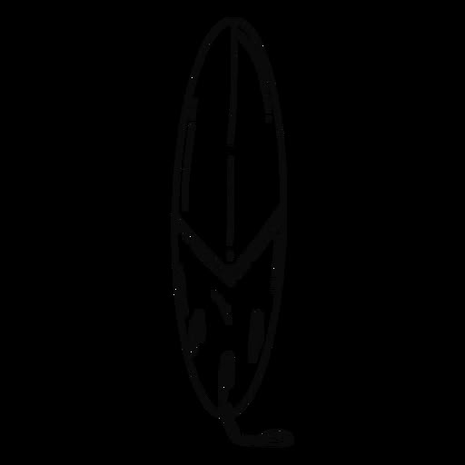 a line drawing of a surfboard on a white background, with the bottom section facing upward