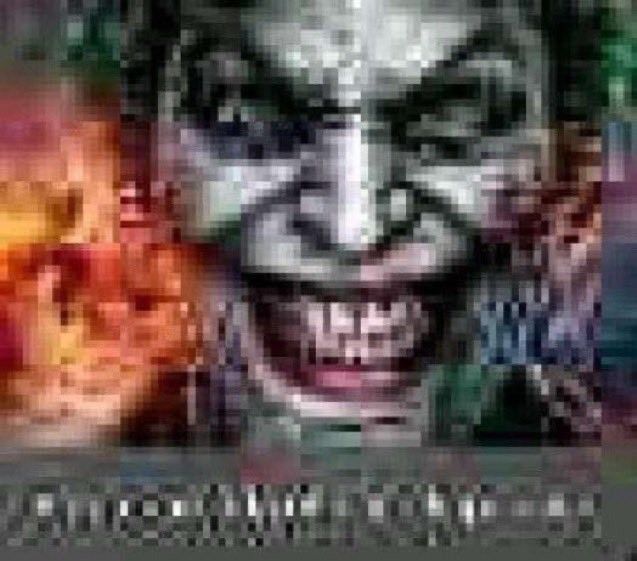 an image of the joker with his face painted in red and green, as well as other