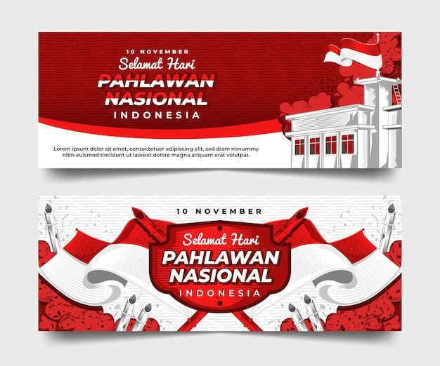 Red and white hari pahlawan nasional ban... | Premium Vector #Freepik #vector #background #banner #brochure #flyer Red Template, Pahlawan Nasional, Webinar Design, Shop Banner Design, Red Banner, Banner Red, Horizontal Design, Canva Edit, Social Media Branding Design