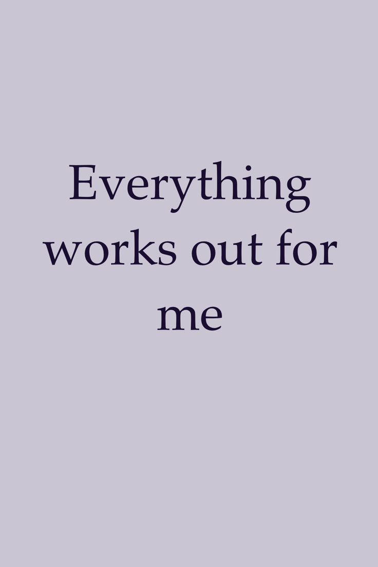 the words everything works out for me on a purple background with an image of a clock