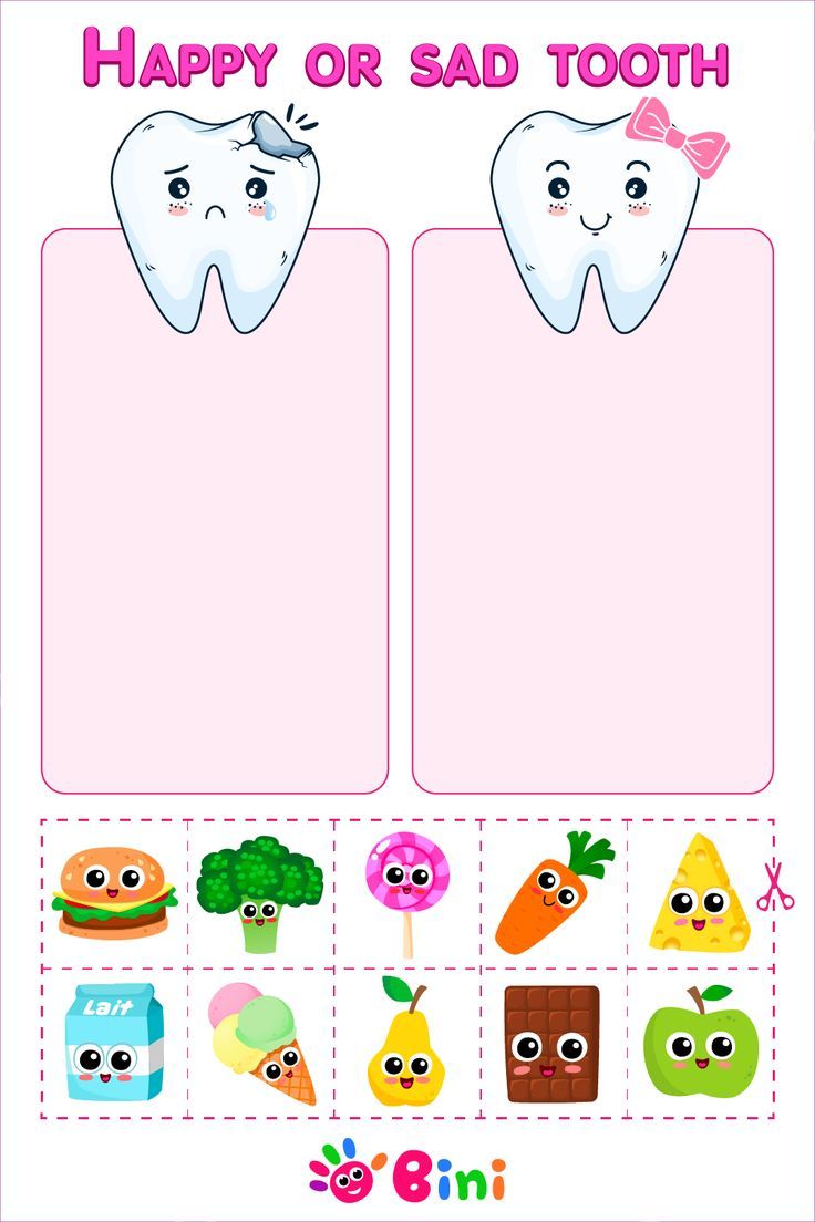 Food Activities Preschool Art, Tooth Health Kids Activities, Tooth Activities For Preschool, Tooth Printable, Tooth Preschool, Happy Tooth, Dental Health Preschool, Preschool Activities Printable, Homeschool Preschool Activities