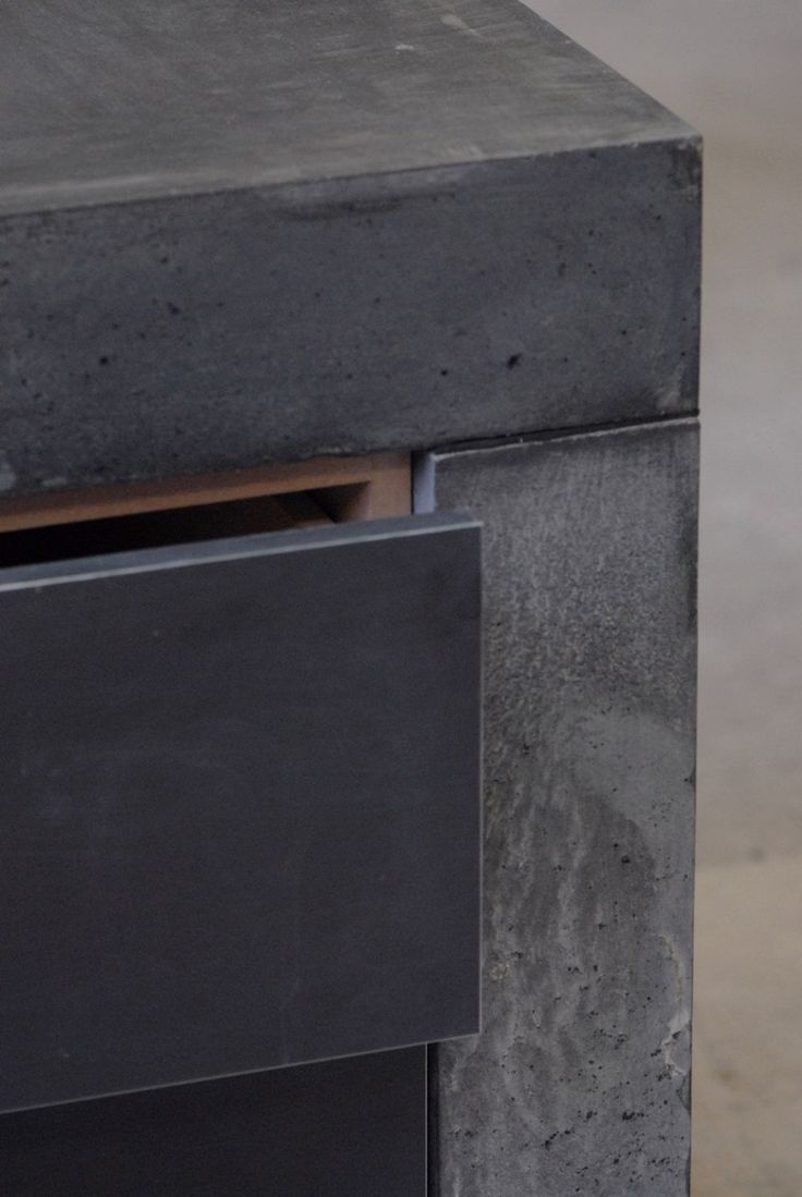 a close up of a black table with drawers