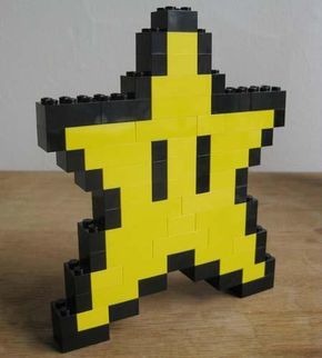 a yellow and black pacman made out of legos