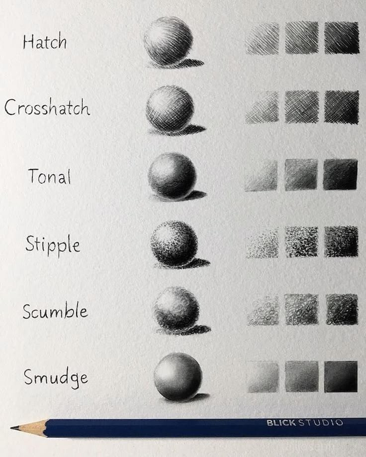 a pencil drawing of different shapes and sizes