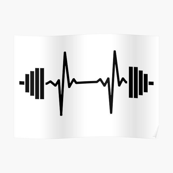 a black and white heartbeat line with the word love written in front of it poster