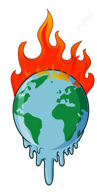 the earth is on fire and it's melting with water dripping from its sides