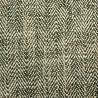 an upholstered green and white herringbone fabric with small, diagonal zigzag pattern