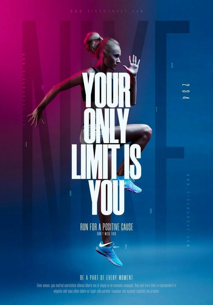 a poster with the words your only limit is you and a woman jumping in the air