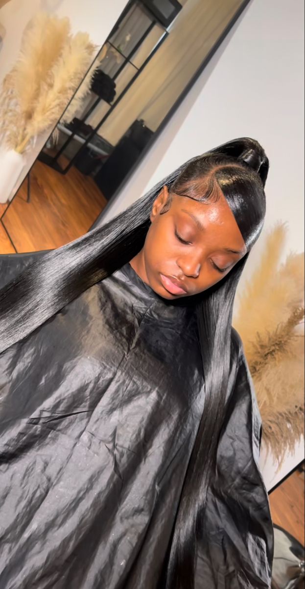 Half Up Half Down Sew In With Swoop, A Swoop With Two Ponytails, Swoop With Half Up Half Down, Half Up Half Down Side Swoop, Swoop Half Up Half Down Hair Black Women, Swoop High Ponytail, Side Swoop Half Up Half Down, Swoop Half Up Half Down, High Ponytail With Swoop