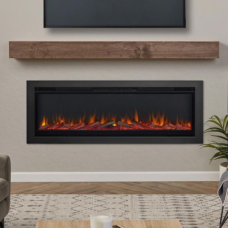 an electric fireplace in a living room