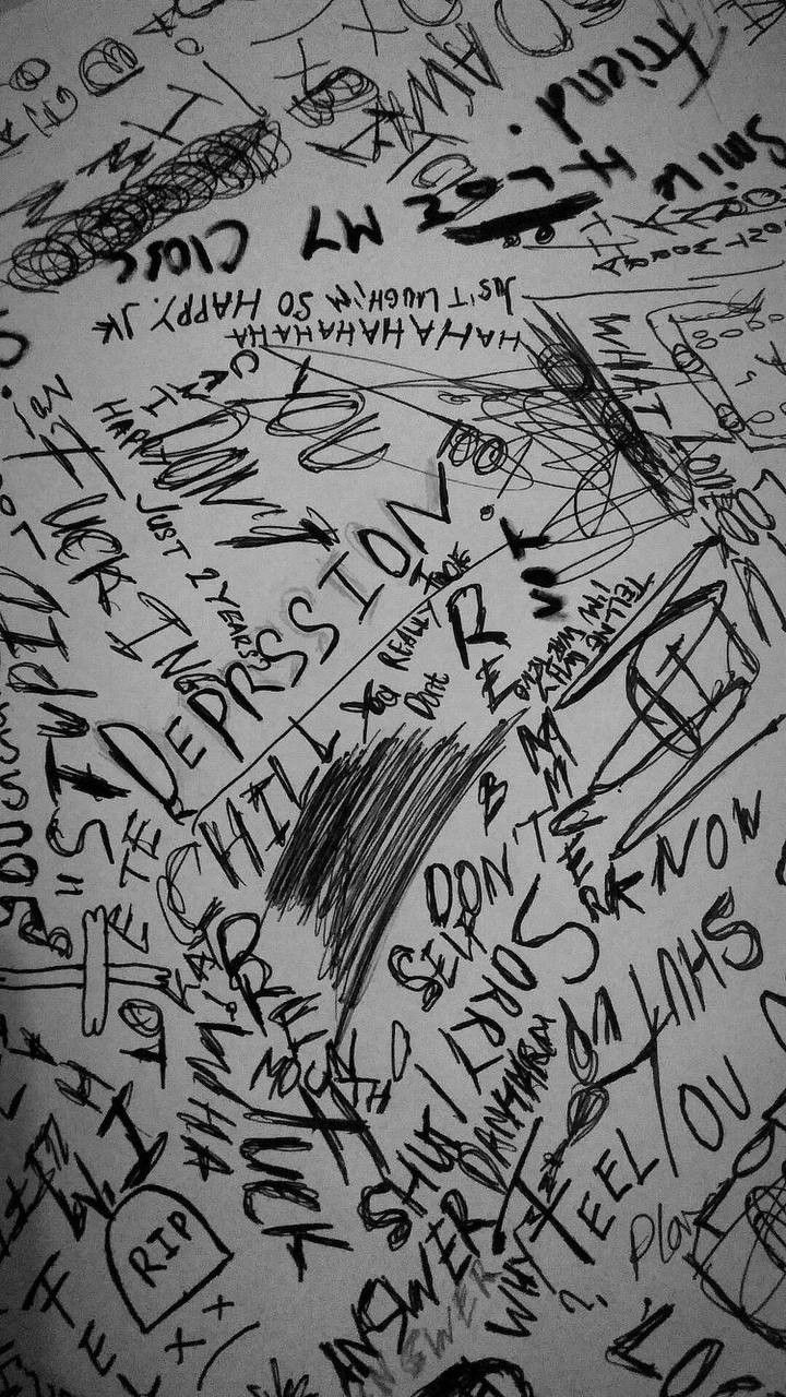 many different types of graffiti written on a white paper with black marker writing in it