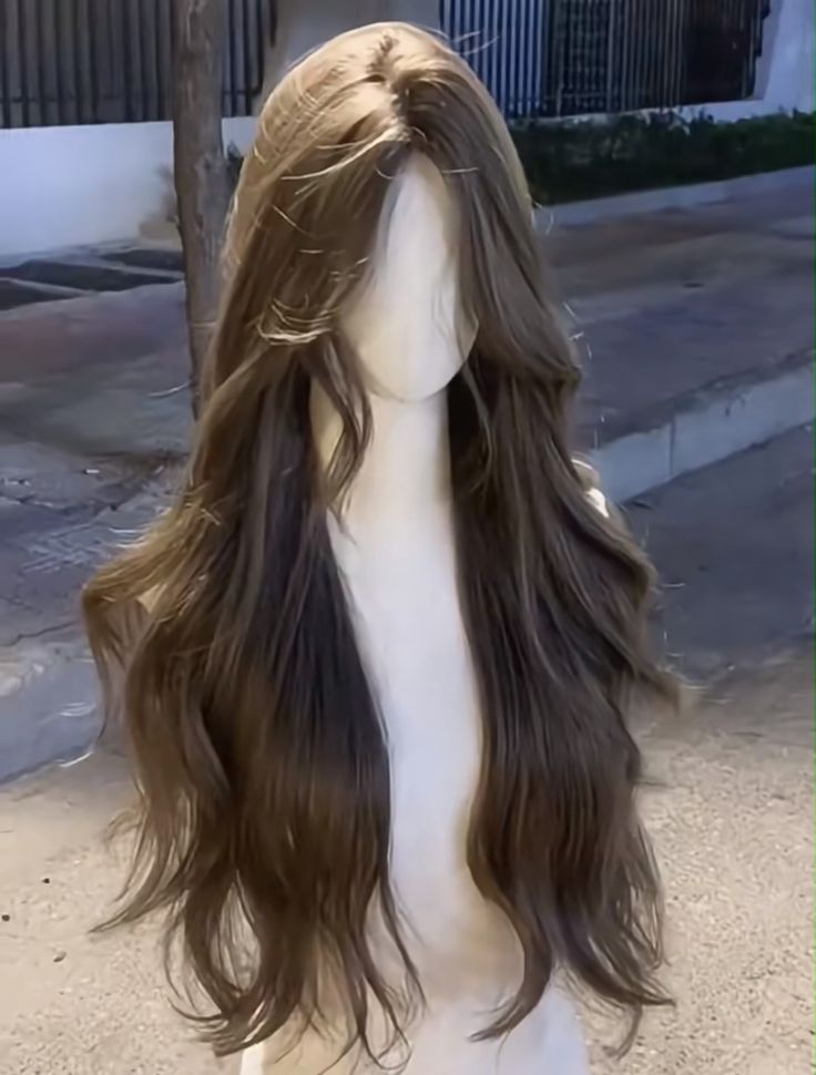 Long Hair Anime Style, Angel To Frame Face Hair, Long Layered Hair Long Hair, Hair Styles On Mannequin Head, Wavy Korean Hair, Brown Aesthetic Hair, Super Long Haircut, Princess Haircut, 30 Inch Hair