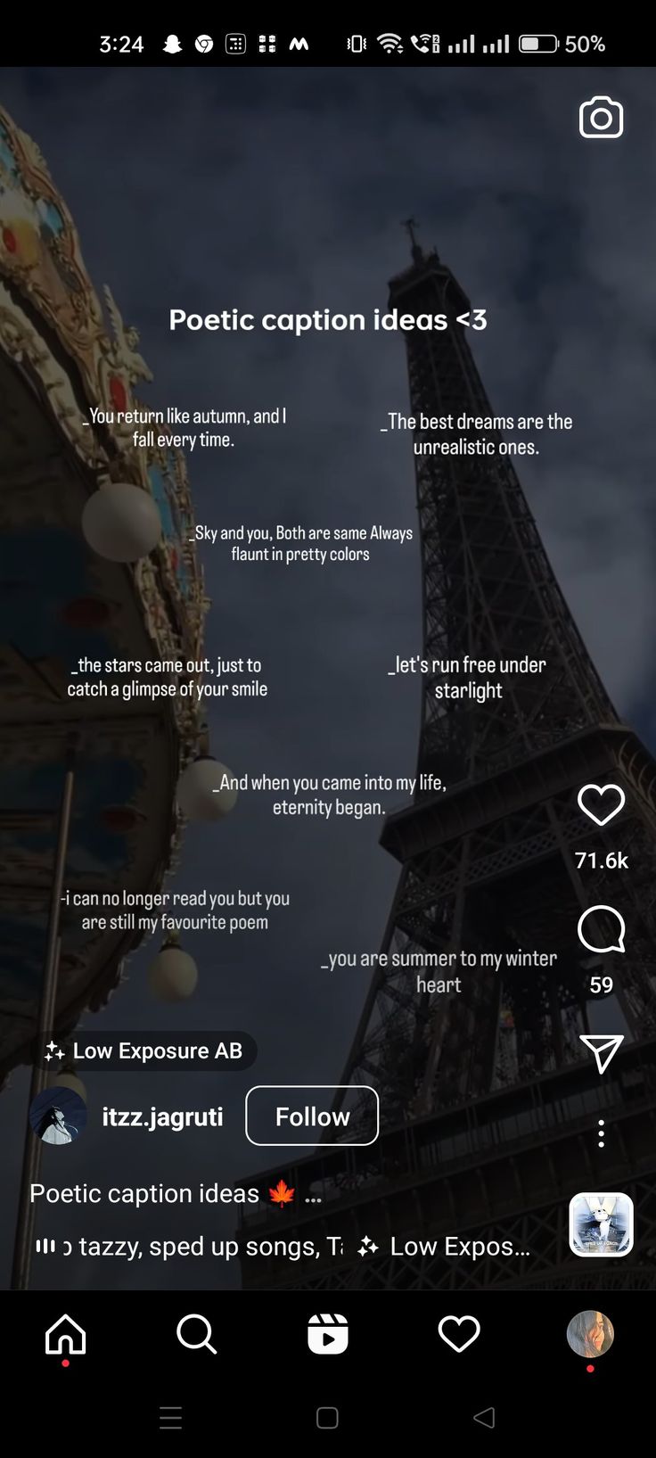 an image of the eiffel tower with captions in english and french on it