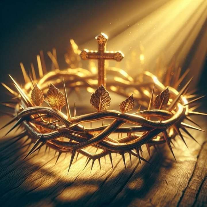 the crown of jesus is placed on top of a wooden table