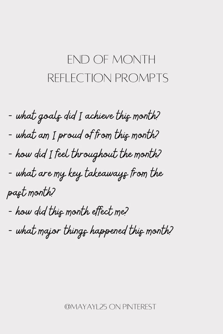 the end of month reflection proppiss is written in black ink on white paper