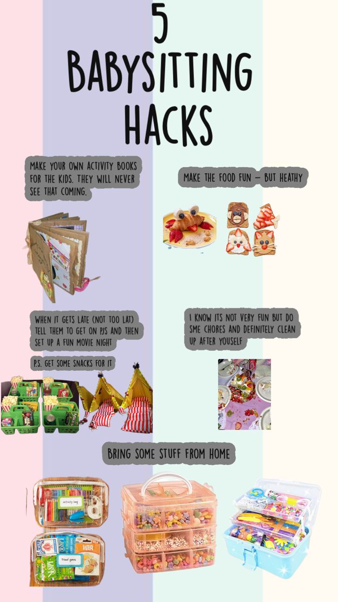 the 5 babysitting hacks for parents and their children are shown in this poster