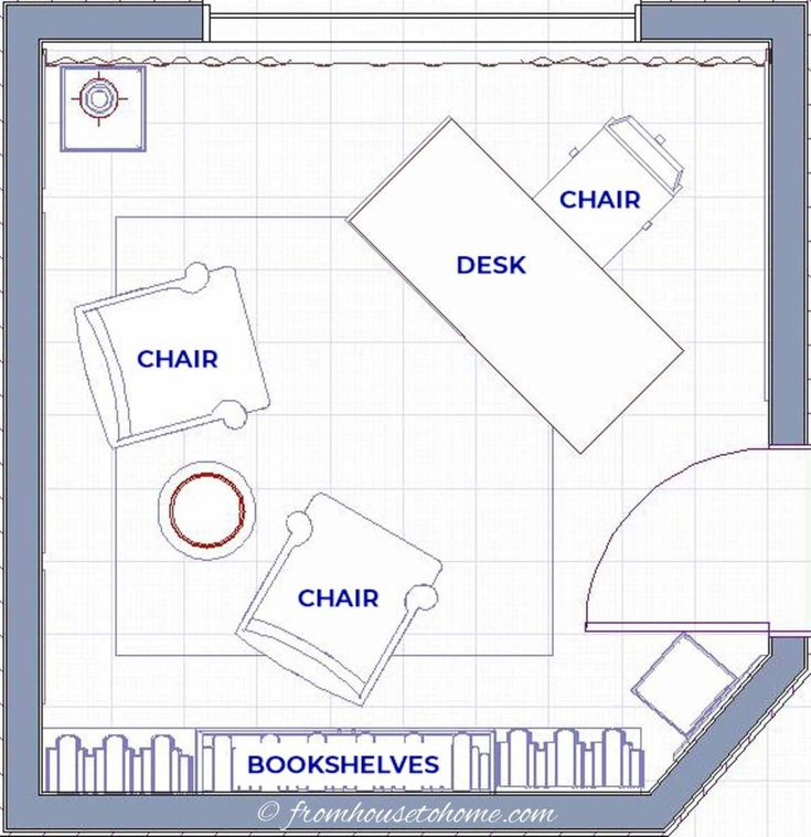 a floor plan for a bedroom with furniture