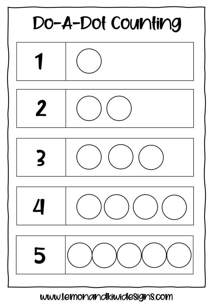 a printable worksheet for counting the number 1 to 5 with dots on it