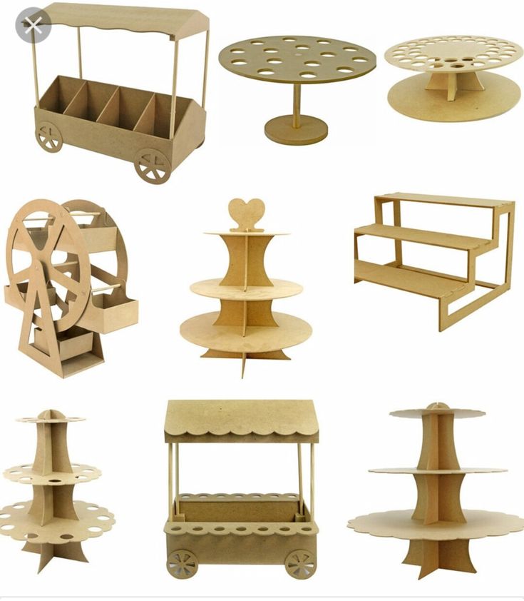 there are many different types of furniture made out of plywood and cardboards on this white background